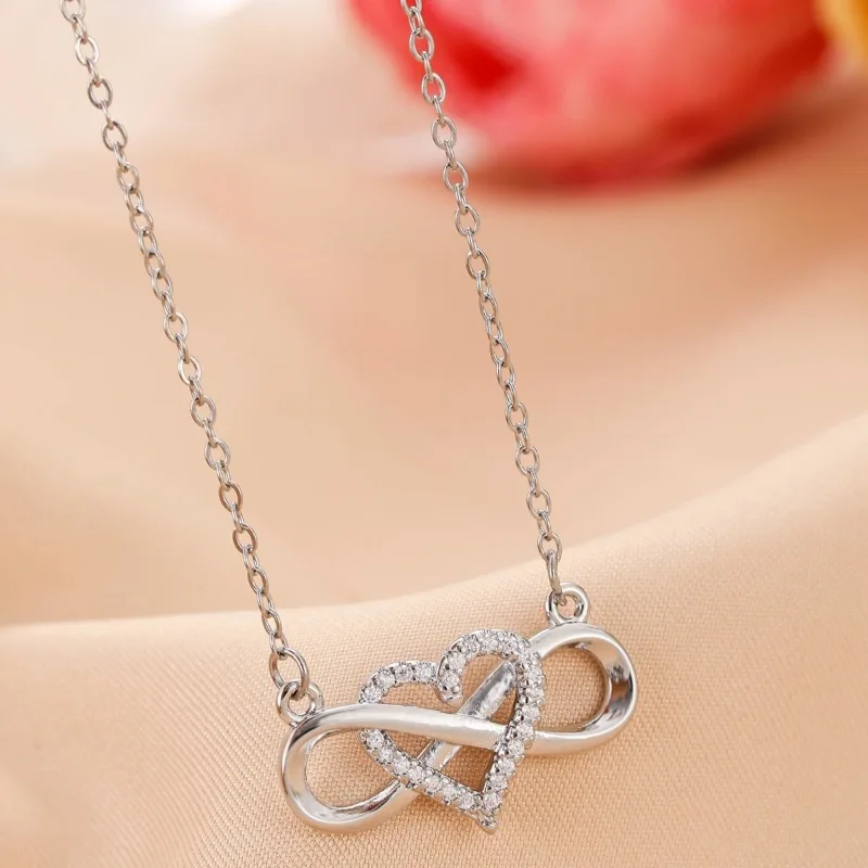 1 Piece Versatile Heart Infinity Figure 8 Mobius Necklace Copper Material Sweatproof Trendy And Personalized