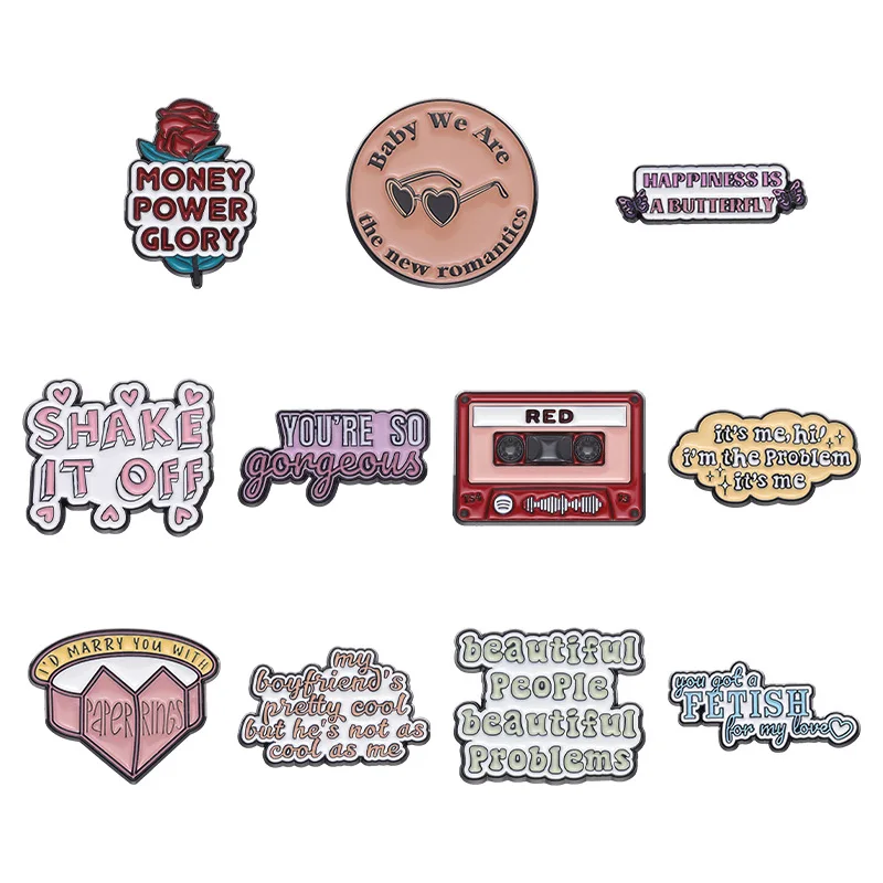 Money Power Glory Enamel Pins Shake It Off Feminist Quotes Brooch Lapel Badges Jewelry Gift for Friends Women