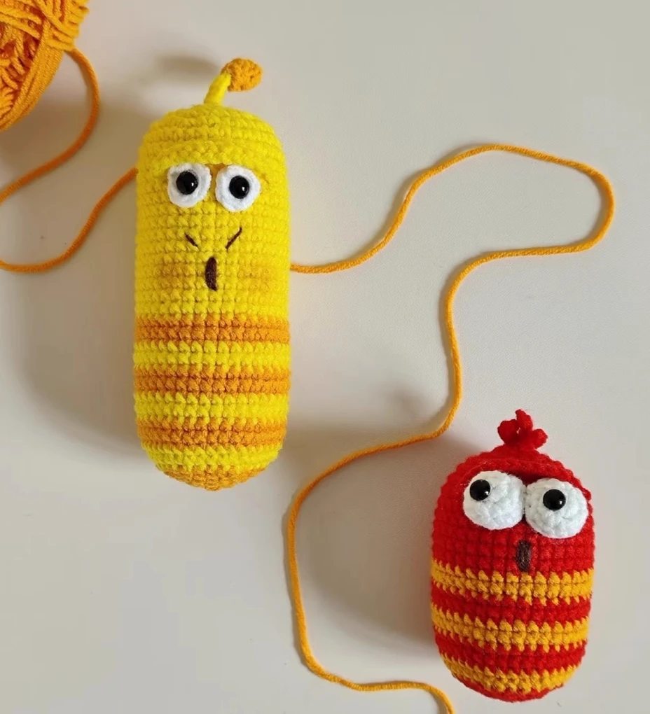 Diy artesanal engraçado bug chaveiro lã tricô material pacote dos desenhos animados criativo boneca crochê pingente presente