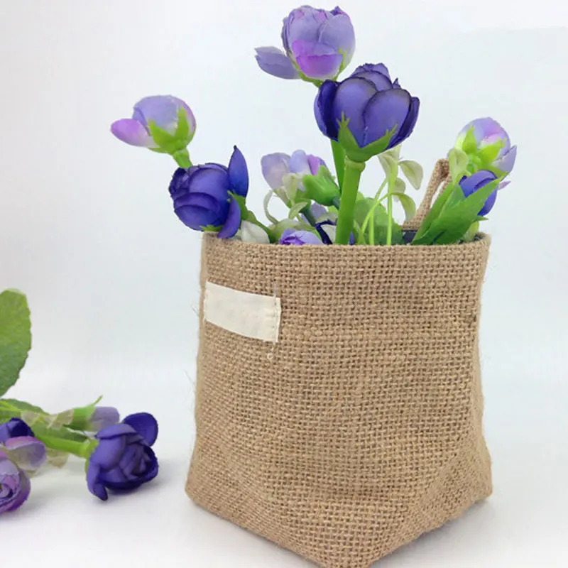 Fashion Storage Box Jute Cotton Sundries Basket Mini Desktop Storage Bag Hanging Box