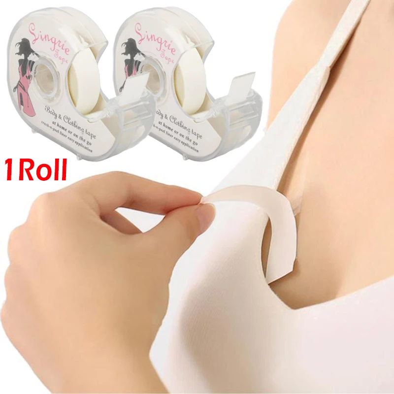 1Roll Underwear Strap Anti-slip Dress Clothes Tape Women Body Double-sided Adhesive Bra Anti-glare Stickers Safe Clear Tape