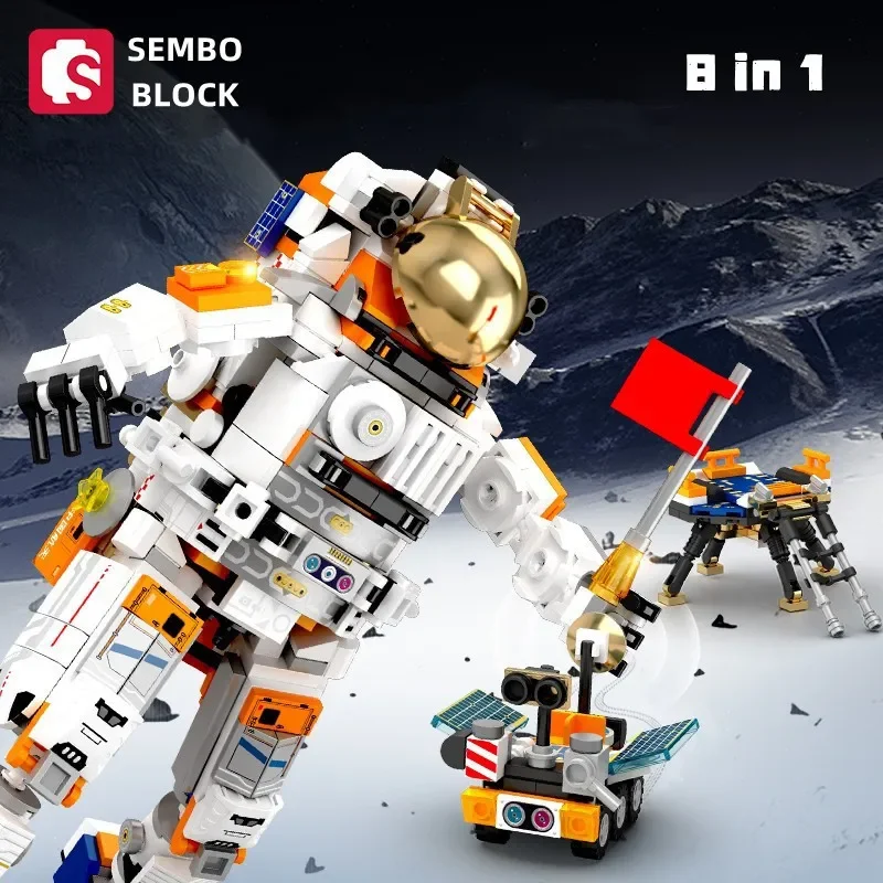 SEMBO BLOCK China Transforming Brick Model Robot Toy Kids Astronaut action figure ornaments children's birthday gift social game