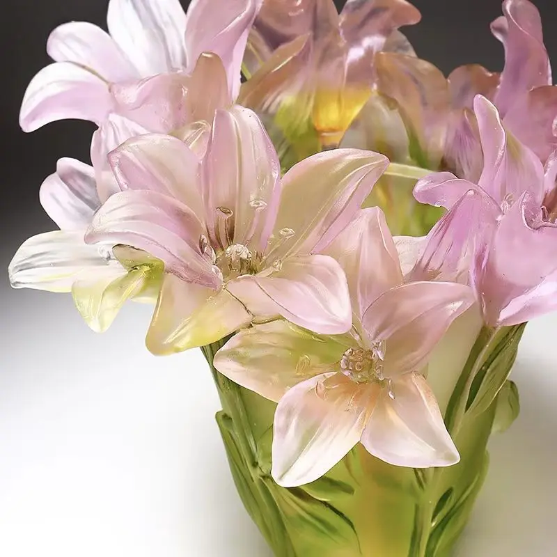 Glazed Art Lily Vase Ornament Living Room Flower Arrangement Entrance Dining Table Light Luxury Decoration
