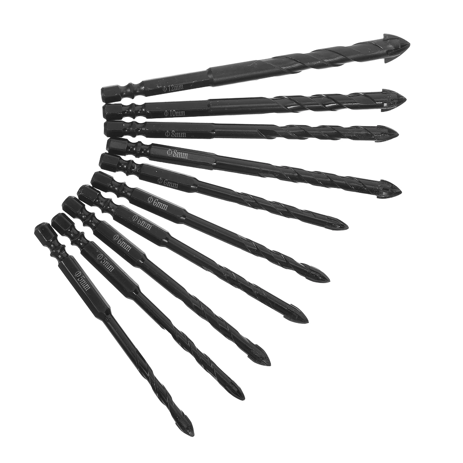 

10Pcs Concrete Drill Bits Set for Glass Tile Wood Marble Multi Functional Carbide Tipped Masonry Drilling Tools