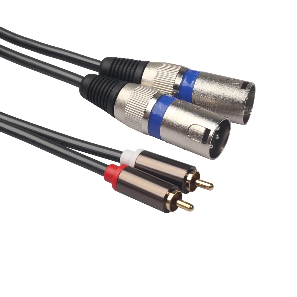 Cable de Audio de grado Fever, amplificador de intercomunicador, 2 RCA, par macho, 2 XLR, 3 pines, enchufe híbrido, Cable AV, línea doble XLR a RCA Dual
