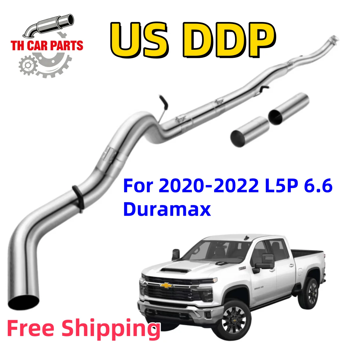 

5-дюймовая труба DPF для L5P 6.6 Duramax 2020-2022 годов, гоночная труба DPF для дизельных двигателей Chevy GMC L5P 6.6 Duramax