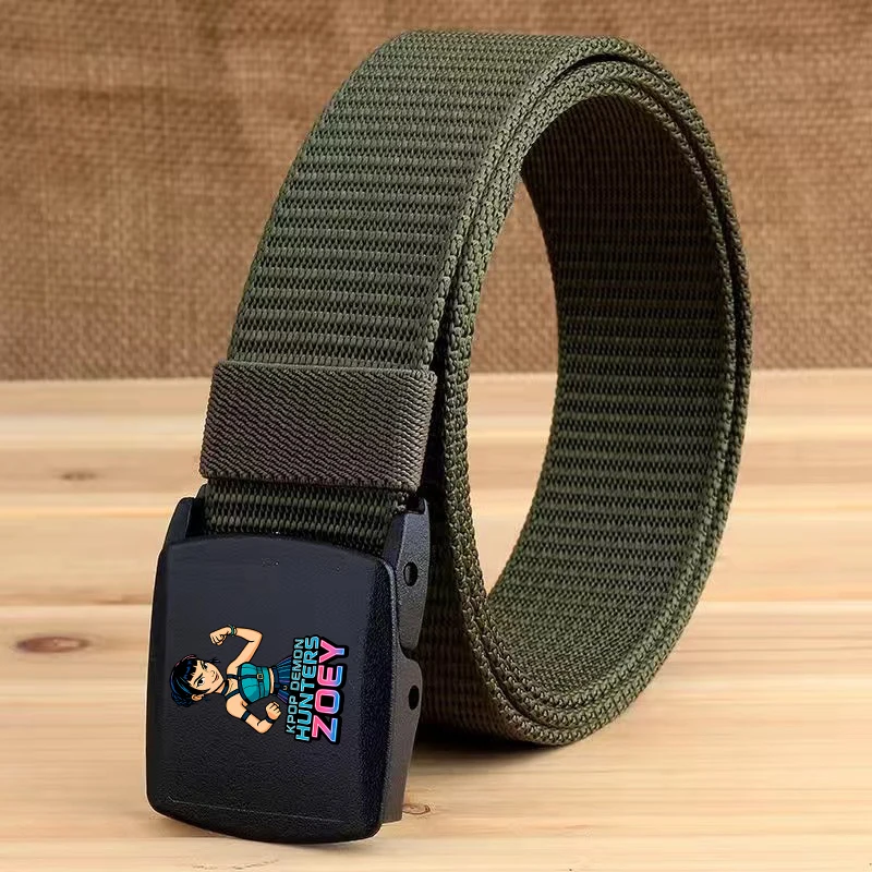 KPop デーモンハンターズ ルミ レディース キャンバスベルト アニメ アウトドア 旅行 ドレスアップベルト ナイロン カジュアル 学生 軍事訓練 布ベルト