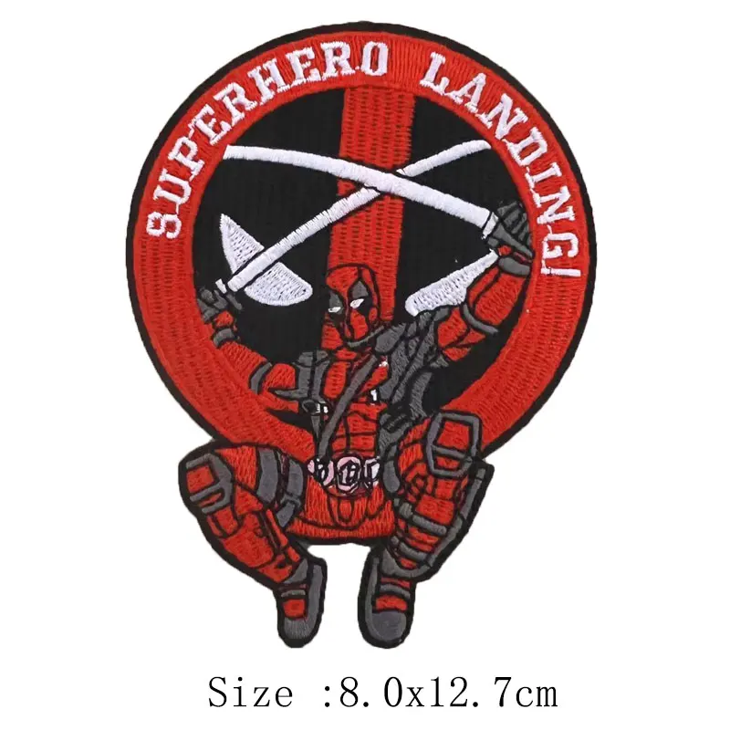 Bordado de Spiderman Deadpool, pegatinas mágicas, Parche de gancho y bucle, dibujos animados de Marvel, anime, nueva ropa de PVC, sello de moral de