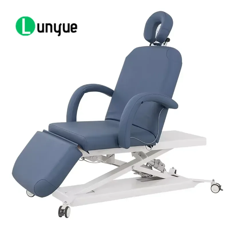 Modern Durable Movable Electric Hospital Treatment Bed with Comfortable Leather Adjustable Height Backrest Foot Pedals for