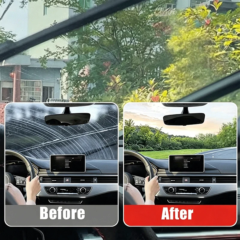 Car Glass Polishing Paste Windshield Oil Film & Oxidation Removal Long-Lasting Hydrophobic Water Repellent Anti Rain Polish Kit