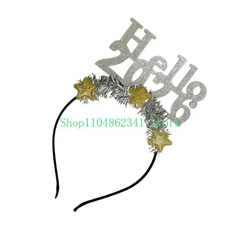 5ASD يتلألأ في العام الجديد عصابات رأس 2026 Glitters Stars Hairband Night Party Essential