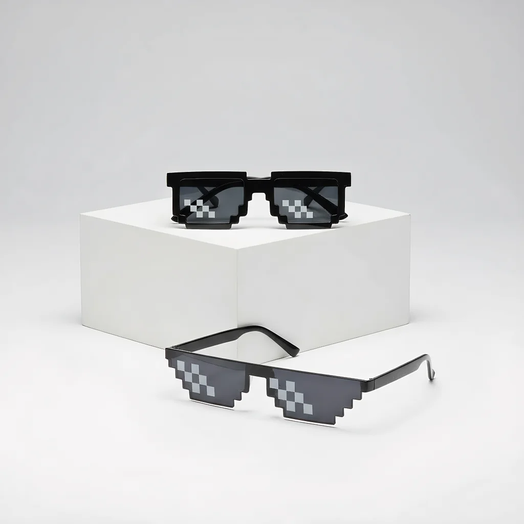 1/10/20PCS Creative Funny Mosaic Sunglasses Cool Party Vintage Shades Eyewear For Men Pixelated Sunglasses Black Women Glasses