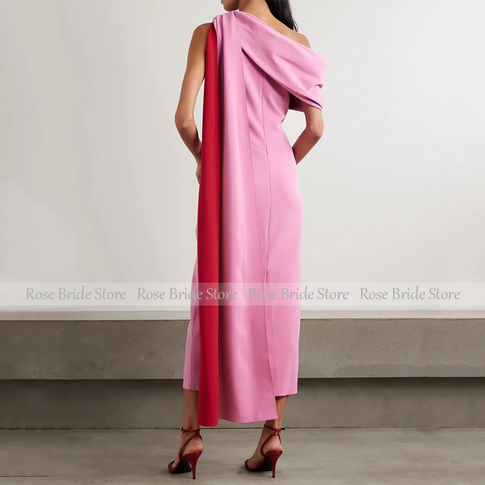 Customized Lilac Cocktail Dresses for Women One Shoulder Column Midi Cocktail Gowns Tea Length Draped Sheath Formal Party Dress