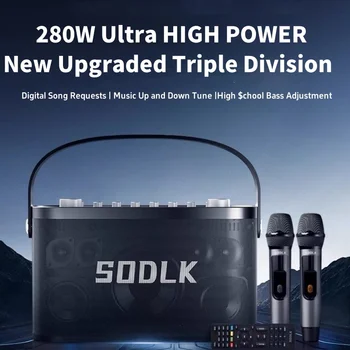 SODLK S1271 PLUS 280 W Bluetooth Hoparlör Taşınabilir Üç yönlü Ses Kutusu Açık Su Geçirmez Bas Subwoofer LED Ekran ile