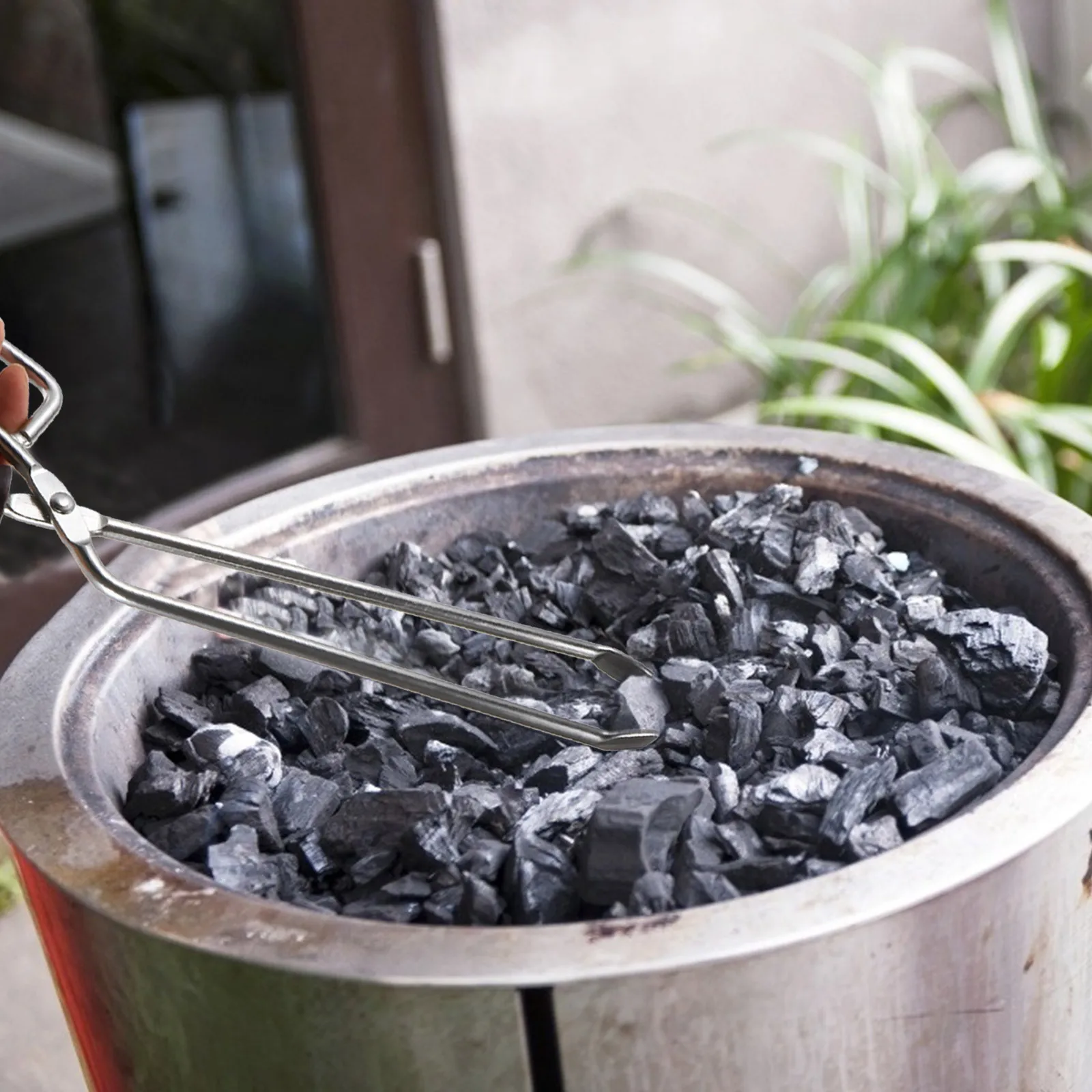 

1Pcs Extended Charcoal Tong Stainless Steel Solid Beech Handle Barbecue Fire Tong Outdoor Bbq Clamp Durable Charcoal Tool