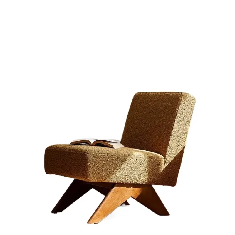 

Sofa chair single backrest retro solid wood living room casual chair