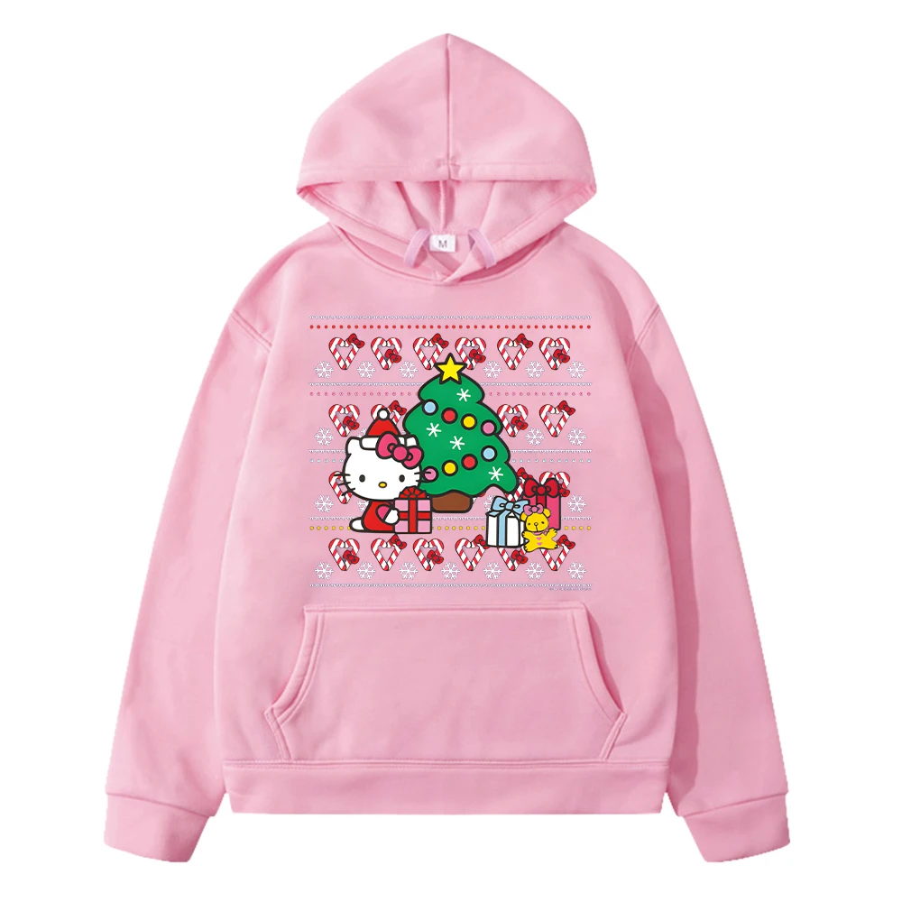 Christmas Cartoon hoodie Fleece sweatshirt pullover jacket y2k sudadera hello kitty print Autumn anime hoodies kids clothes girl