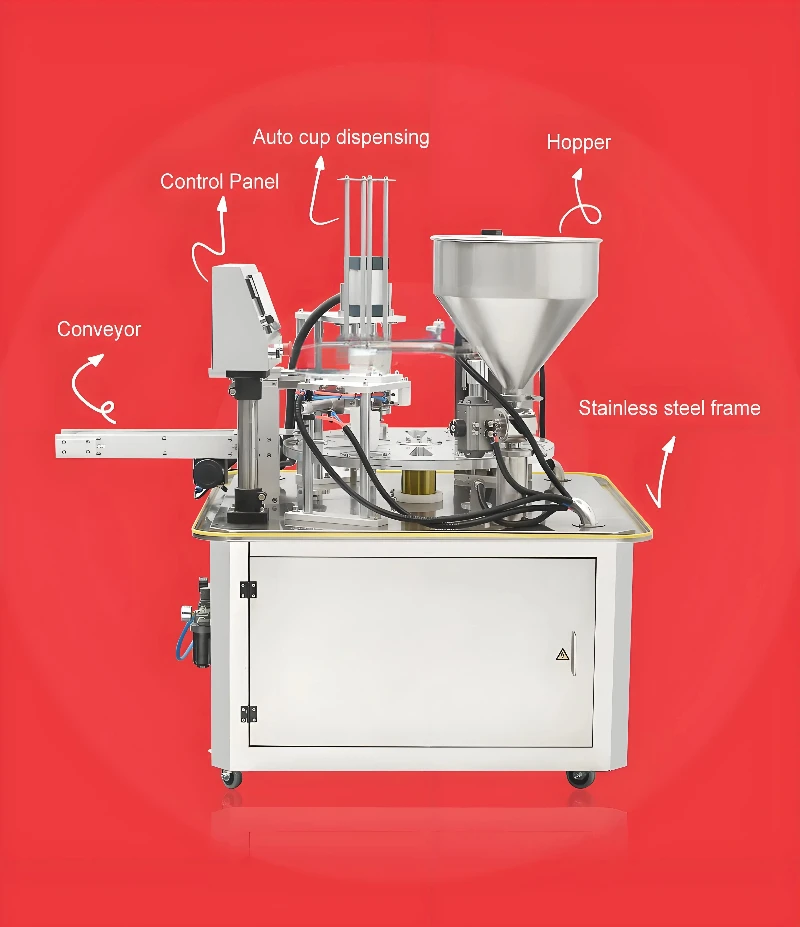 High-quality rotary yogurt cup filling pre-cut flat cover film sealing packaging machine high-precision multi-lane optional