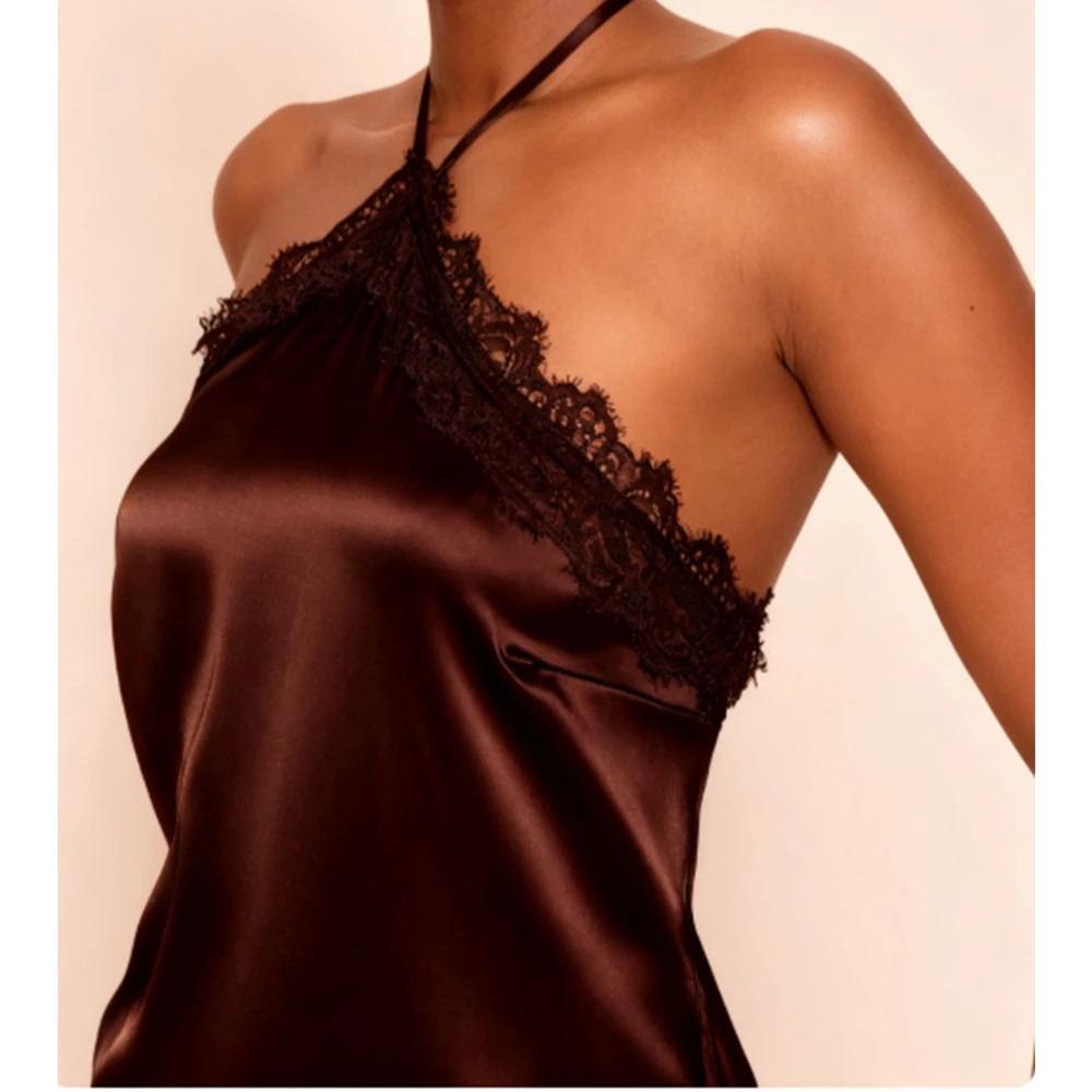 

Women Vintage Lace Trim Cami Tops y2k Coquette Sexy Silk Satin Sleeveless Halter Neck Slim Fits Tanks Camisole Going Out Tops