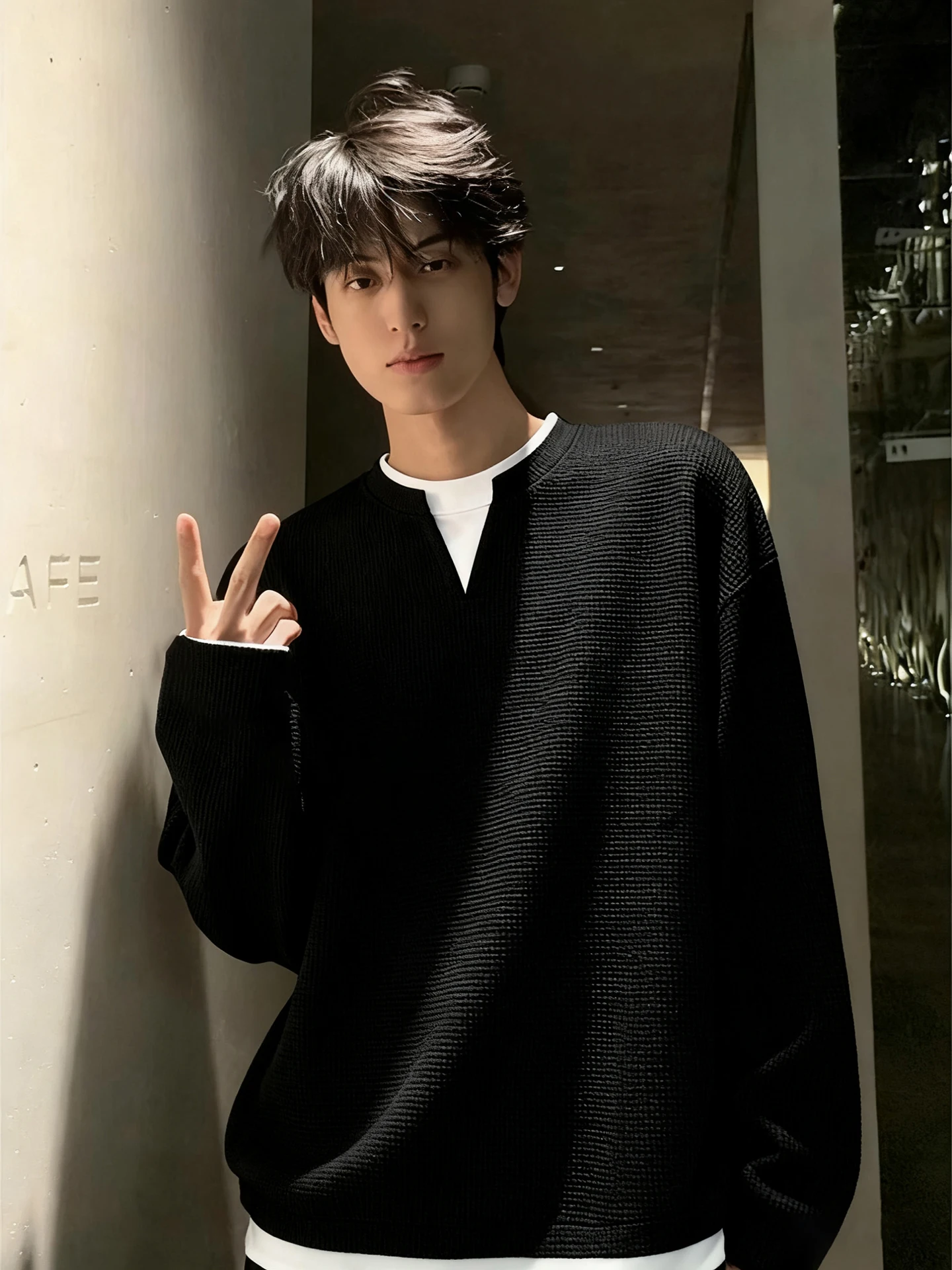 

Мужская толстовка Thiened Long Sve Fce Lined V-Ne Bla, теплая подставка из полиэфирного волокна с рисунком Wfle Base irt