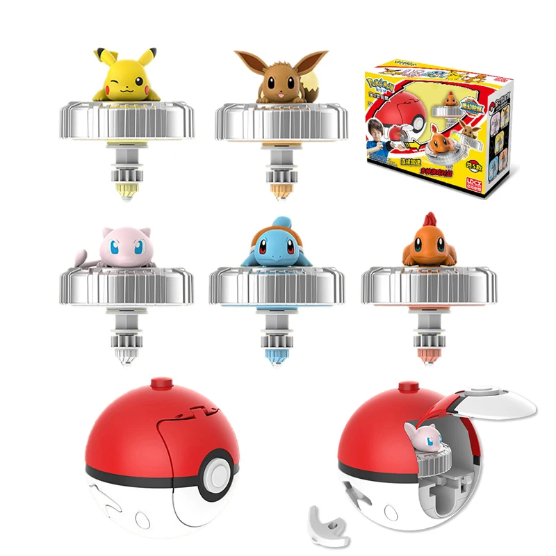 Pokemon Figures Pikachu Eevee Spinning Top PVC Toy Anime Cartoon 5 different Styles Whipping Top Birthday Christmas Gift For Kid