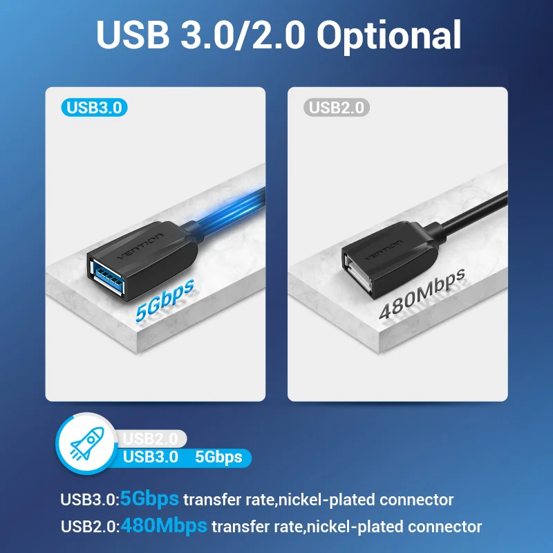 Vention USB Cable USB 3.0 Extension Cable Male to Female 3.0 2.0 USB Extender Cable for PS4 Xbox Smart TV PC USB Extension Cable