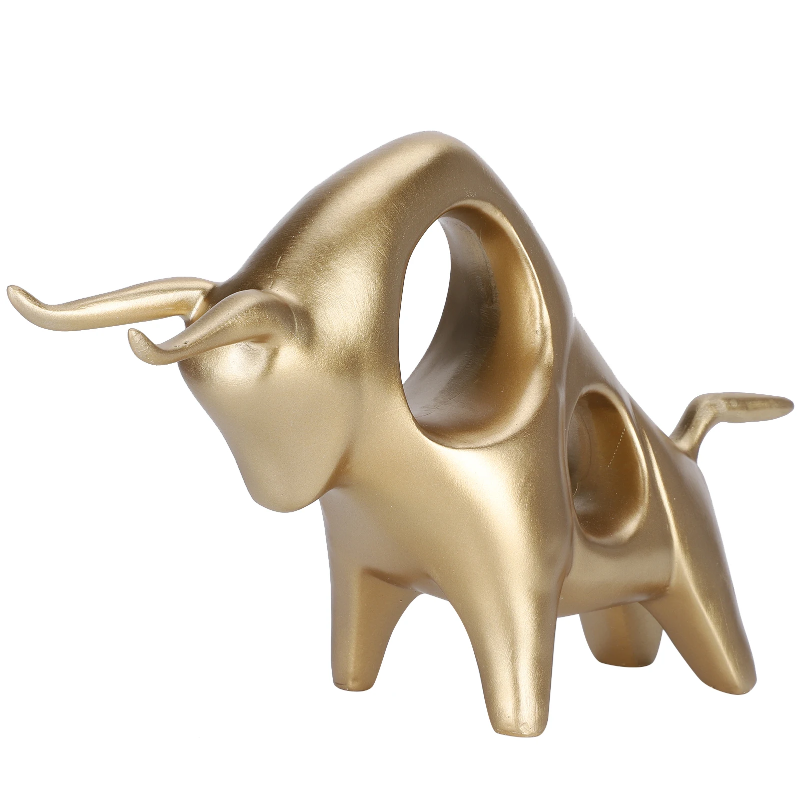 

Abstract Bull Sculpture Hollow Resin Look Down Ox Statue Gold Animal Craft Ornaments Home Room Decor