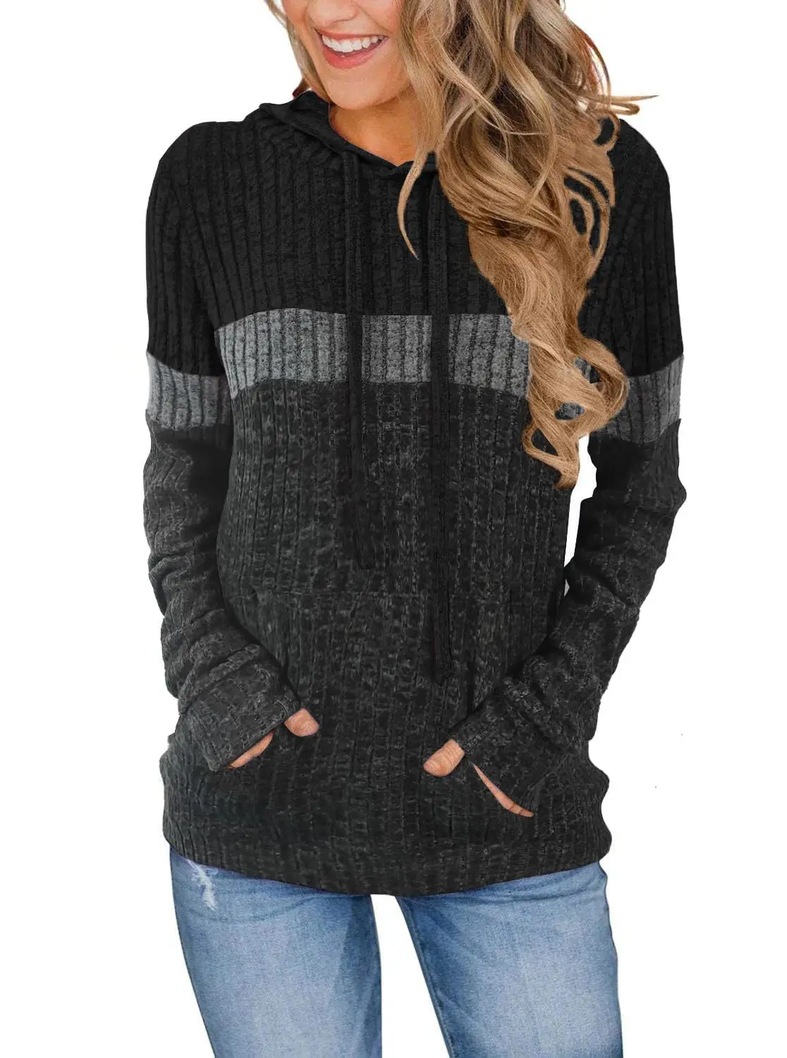 

Худи в стиле пэчворк, вязаное, повседневное, с карманами, легкое, оверсайз, уличный стиль, модная женская толстовка