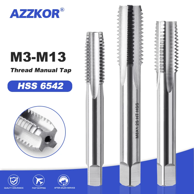 AZZKOR HSS Hand Tap Tapping Set Stainless Steel Tapping Bit Thread Manual Tapping Wrench M3 M4 M5 M6 M8 M10