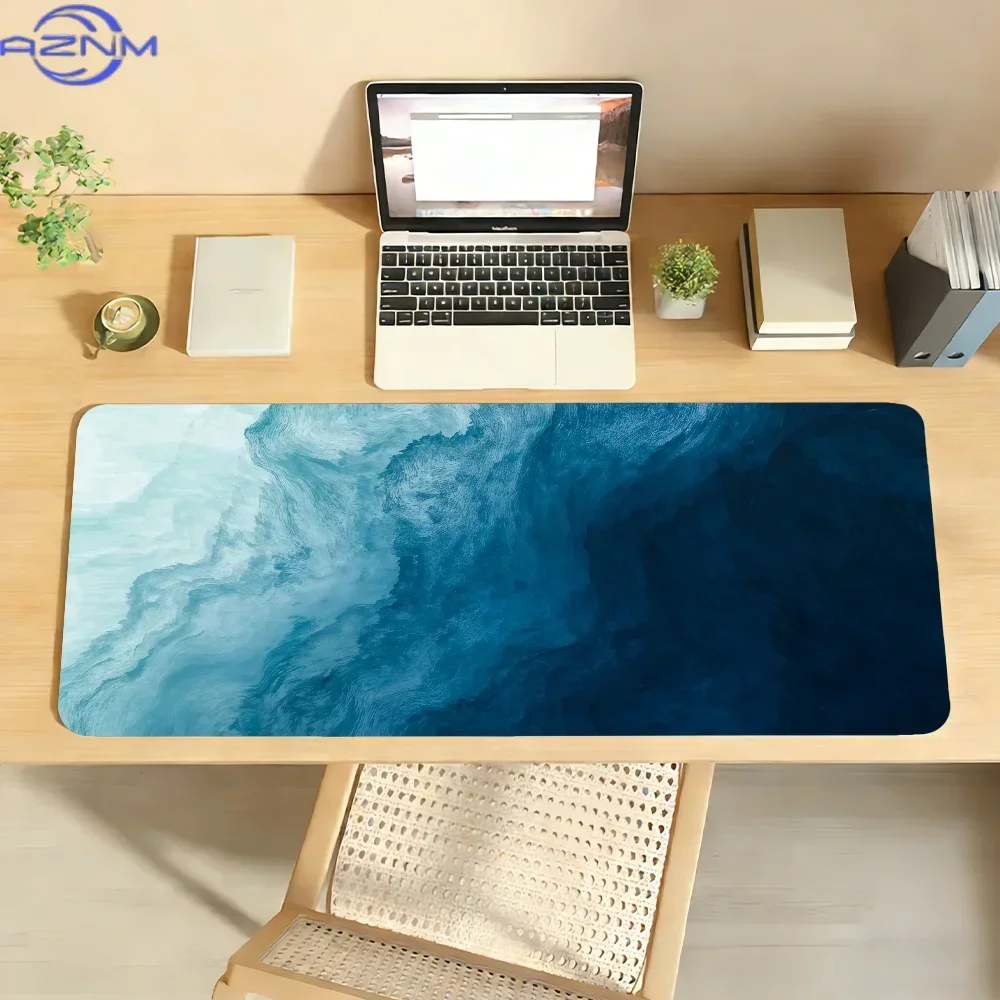 Abstract Ocean Waves Mouse Pad For Office Gaming And Keyboards Non-Slip Large Waterproof