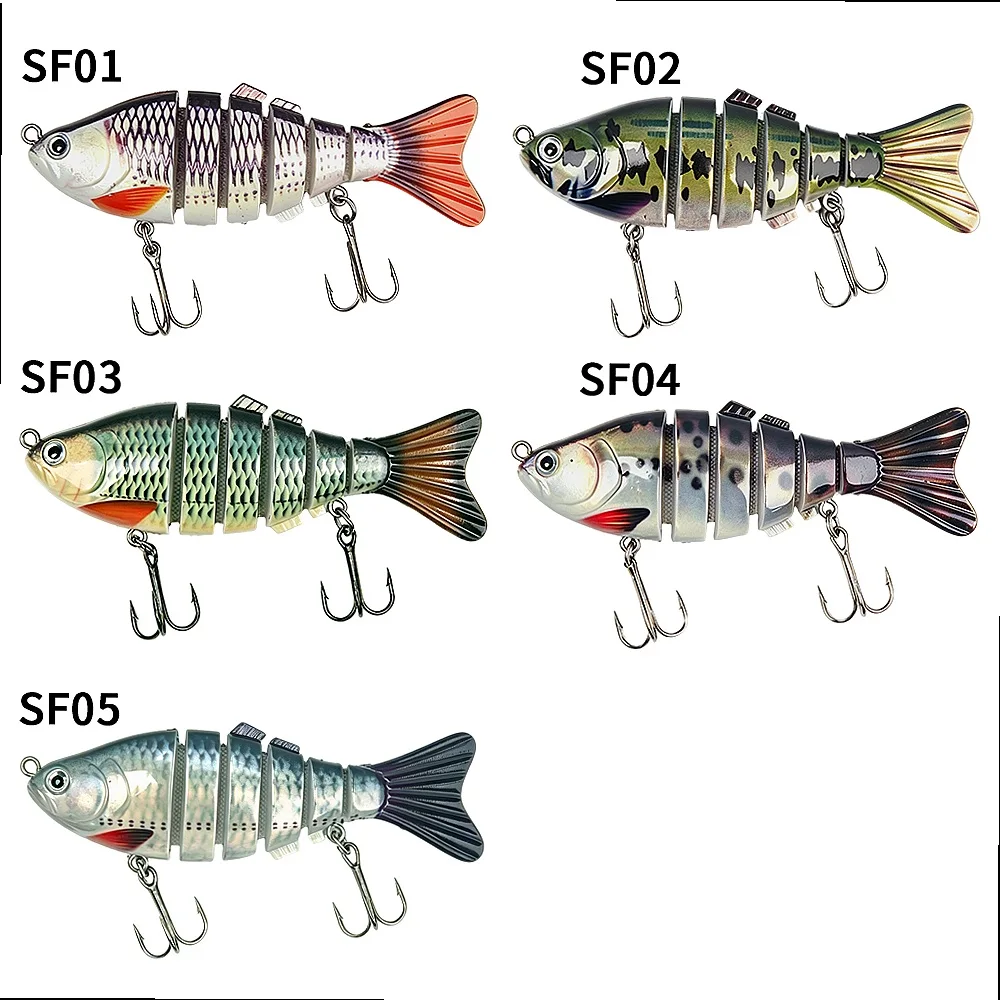 YQCCK 5 Pcs Full Sinking Multi Jointed Swimbaits Artificial Bait Built in Weight Predator Fish Storage Box for Bass