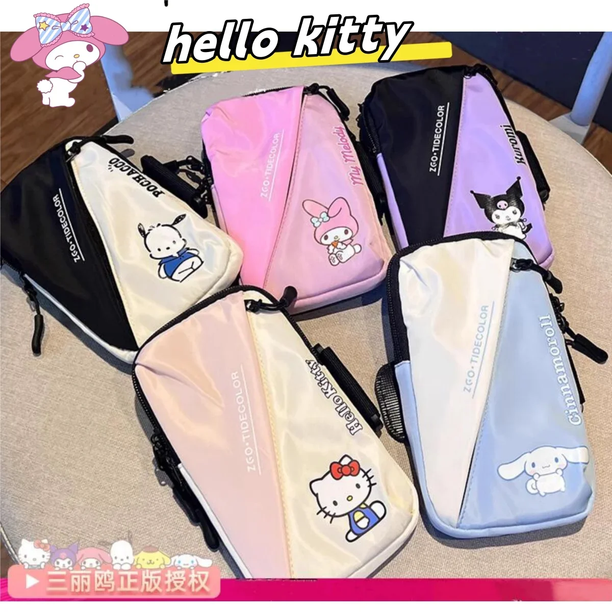 Hello Kitty Running กระเป๋าใส่โทรศัพท์มือถือสําหรับผู้หญิง Sanrio Cinnamoroll การ์ตูน My Melody Kuromi กีฬากลางแจ้งฟิตเนสกระเป๋าข้อมือ