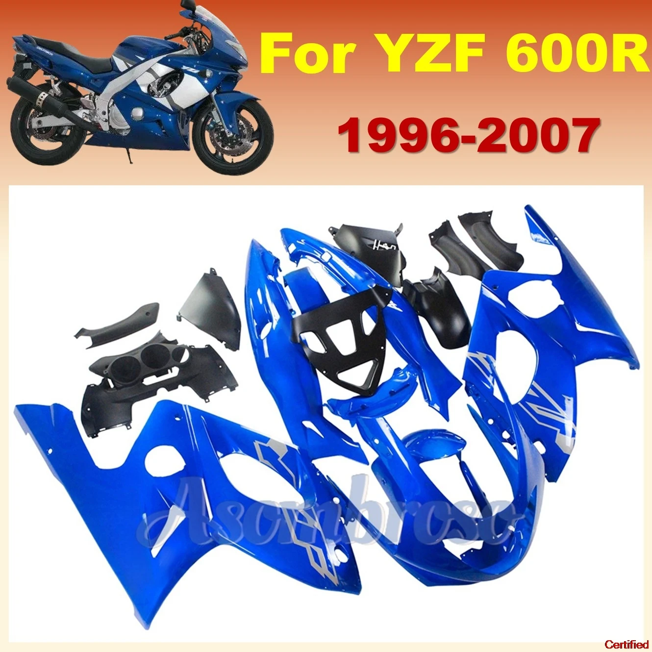 

Injection Motorcycle Fairings for YAMAHA YZF600R 1996 2000 2006 2002 2003 2007 2006 Full Fairing Set YZF 600R 96-07 Blue Body