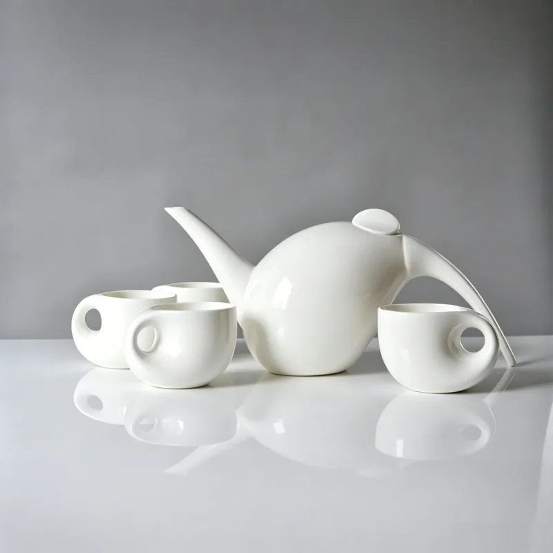 Plain white bone china tea pot & cup set , water drop shape, five-piece set, english tea set, teapot for tea, ceramic coffee set