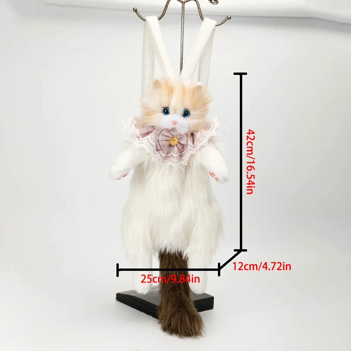 Рюкзак с милым плюшевым котом — реалистичная 3D бархатная сумка через плечо на молнии, легкая и стильная для ежедневного использования ﻿