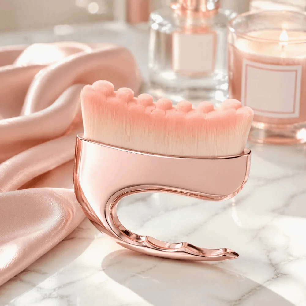 Lifting Effect Soft Bristle Texture Brush Angled Design Large Head Face Brush Ergonomic Handle Facial Brush Women Gift