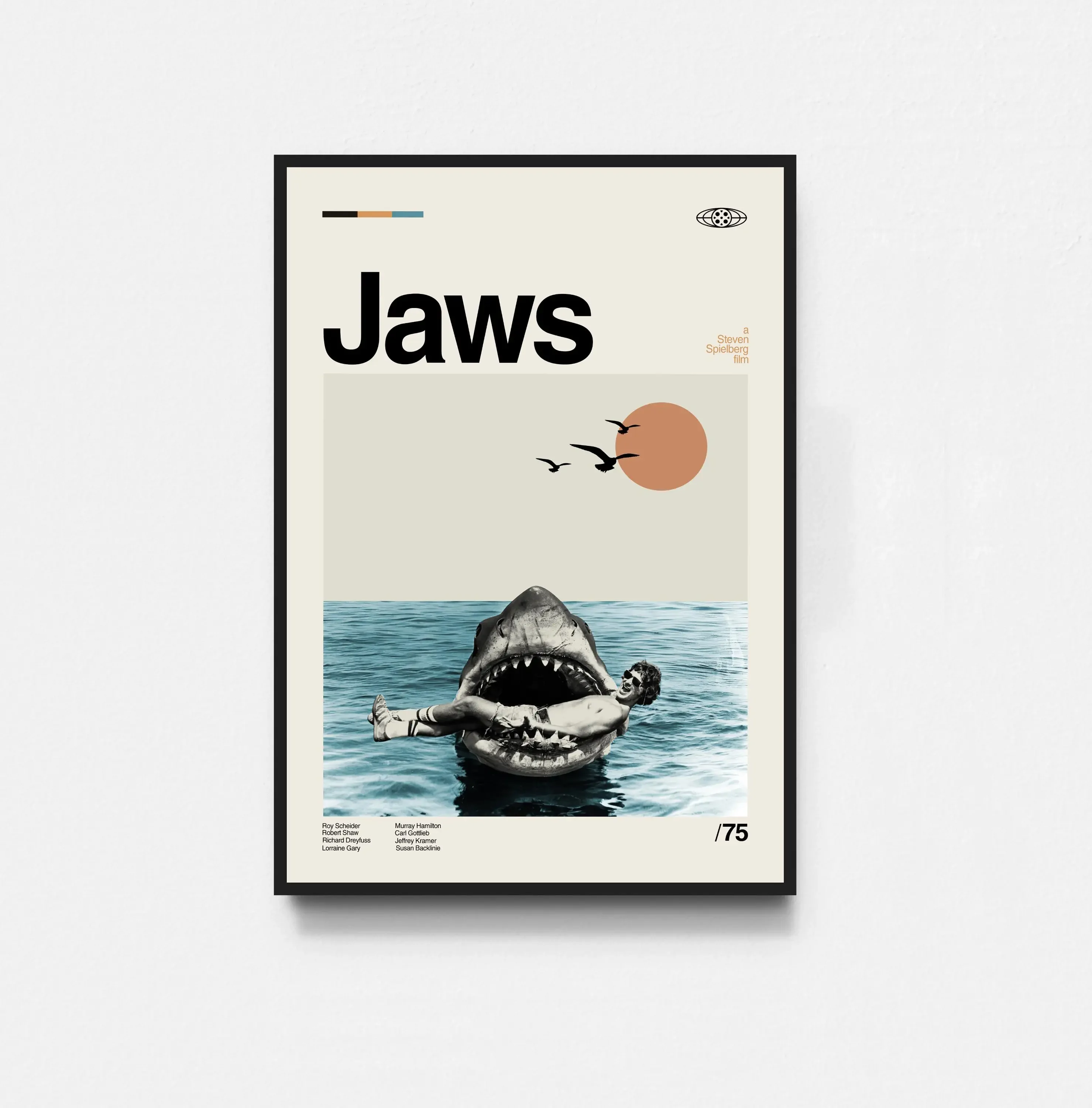 Frameless Canvas Painting Jaws Movie Classic Shark Film Horror Poster Print Wall Art Pictures Canvas Painting Living Room Bedroo
