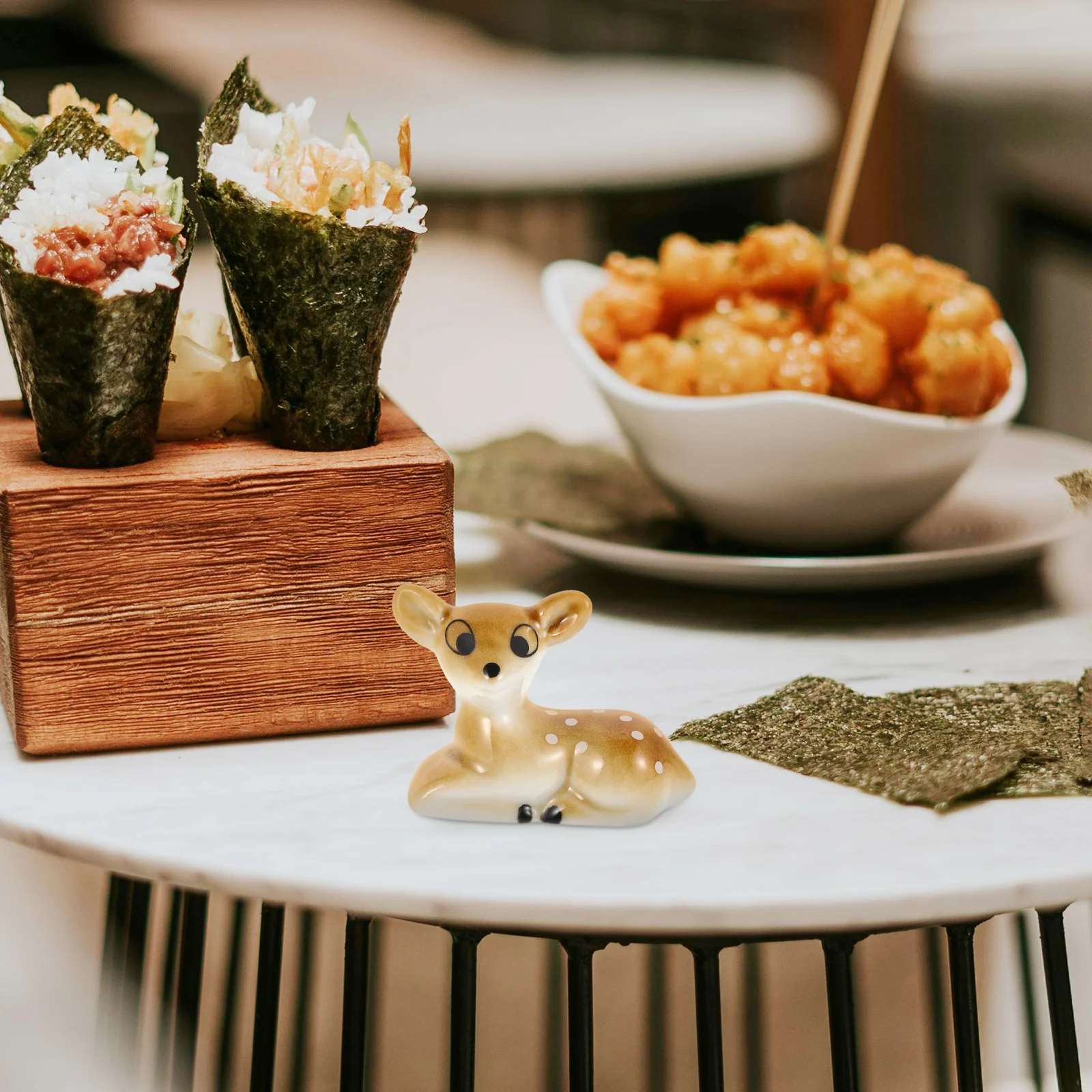 

6Pcs Ceramic Deer Chopstick Holders Cute Cartoon Animal Rest Spoon Stands Home Kitchen Tableware for Dining Use