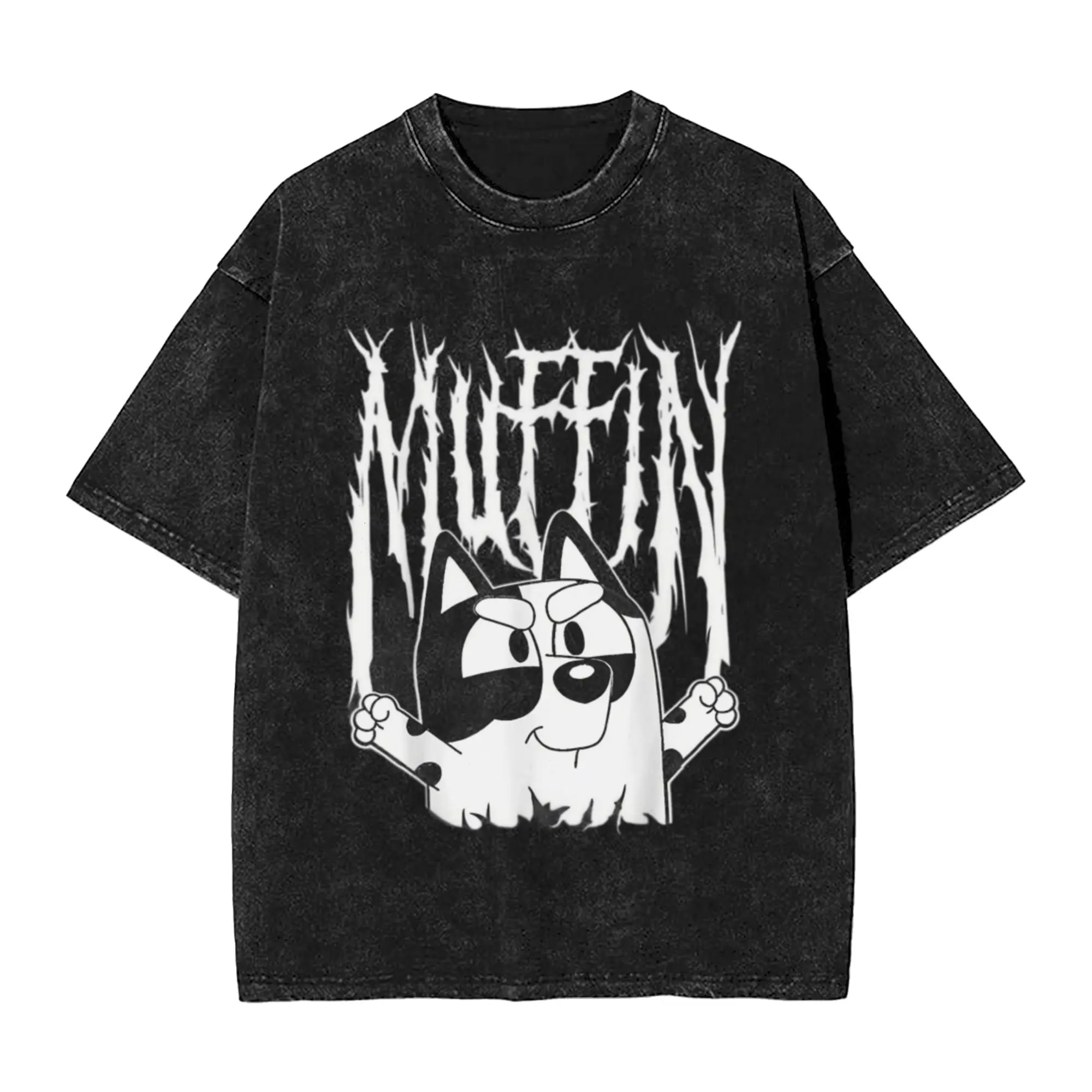 Funny Muffin Metal - White Heeler Emotions Design Unique Stylish A Washed T Shirt Men's Women's Oversized Cotton Tees Tops