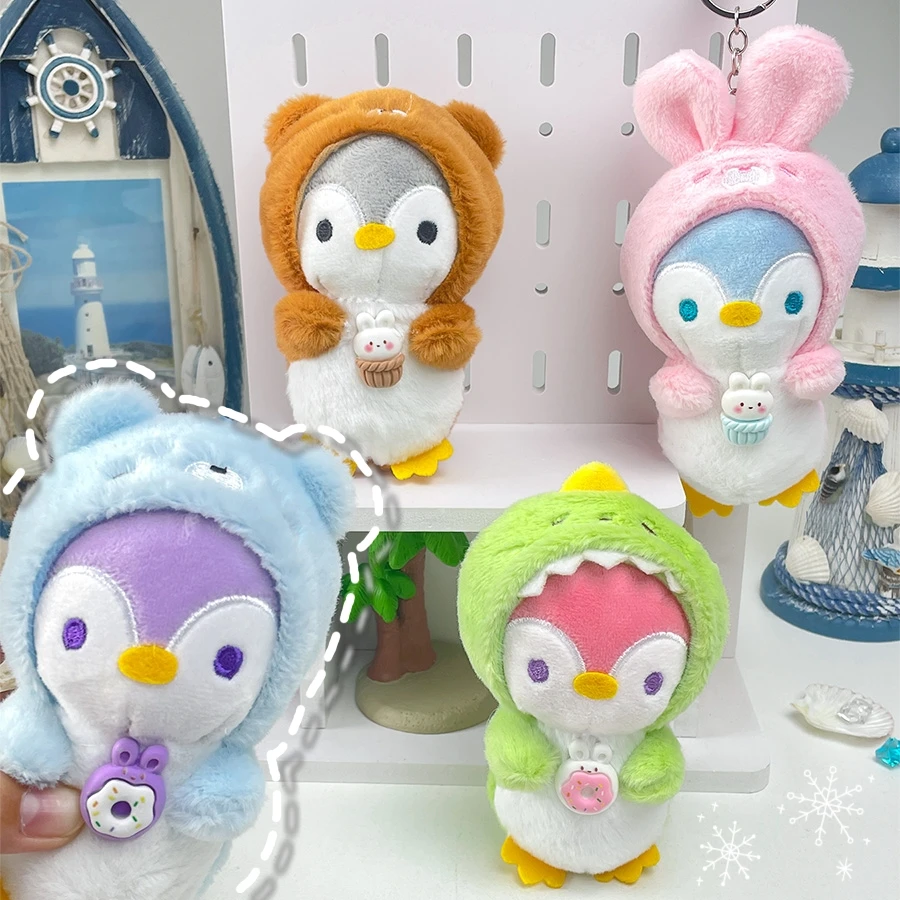 4pcs cute penguin plush pendant bunny doll keychain kawaii toy schoolbag pendant couple accessories for girlfriend