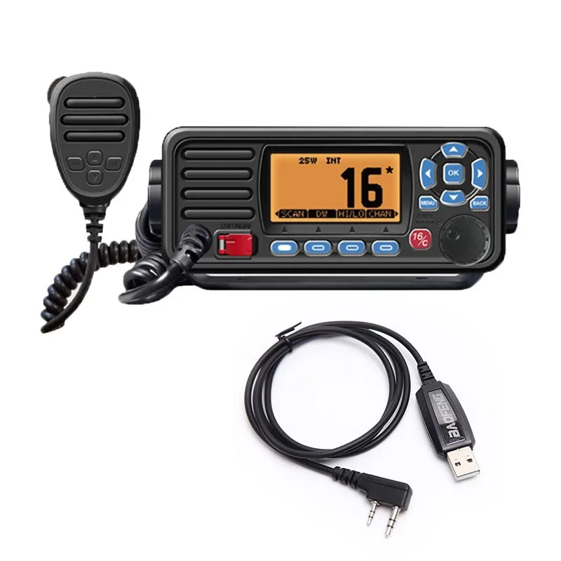 

RS-509MG 25W 50KM VHF Transceiver Marine Transceiver IPX7 with Built-in GPS Programming Cable