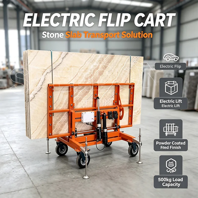 SPEEDONE Steel Four-Wheel Granite Stone Dolly for Marble and Stone Transport Tools
