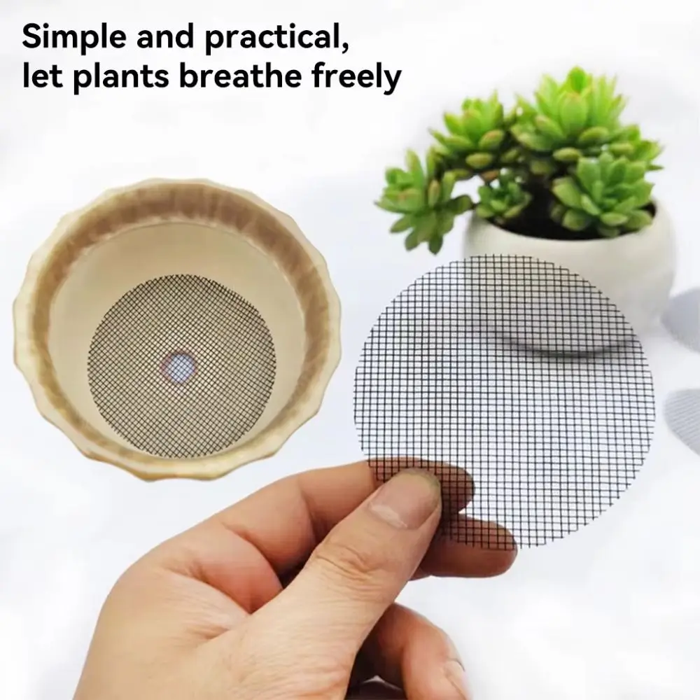 50PCS/Set Plastic Flower Pot Hole Mesh Pad Prevent Soil Loss Breathable Flower Pot Bottom Mat Round Bonsai Drainage Screens