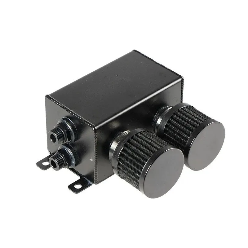 1.2L Dual Baffle Oil Catch Can Aluminum Waste Oil Recovery Pot Dual Air Filter  Crankcase Vent Reservoir