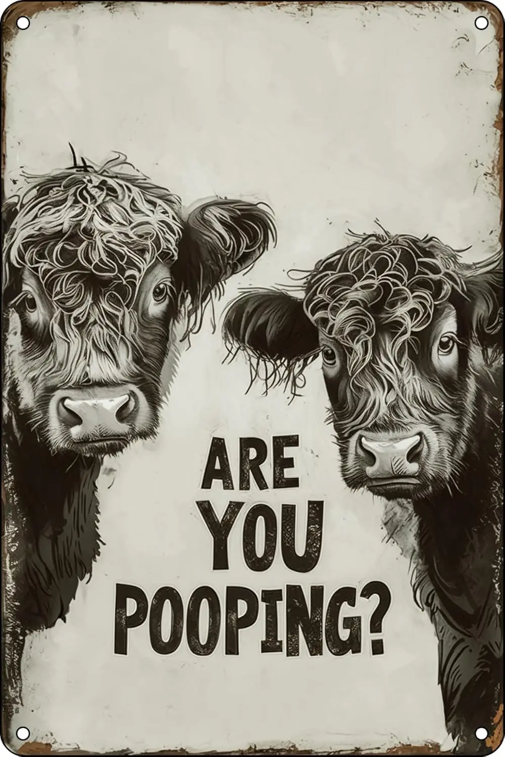 Funny Highland Cow Are You Pooping Metal Tin Sign Vintage Retro Wall Decor for Home Bar Office Pub Office Store Outdoor 8x1 sign