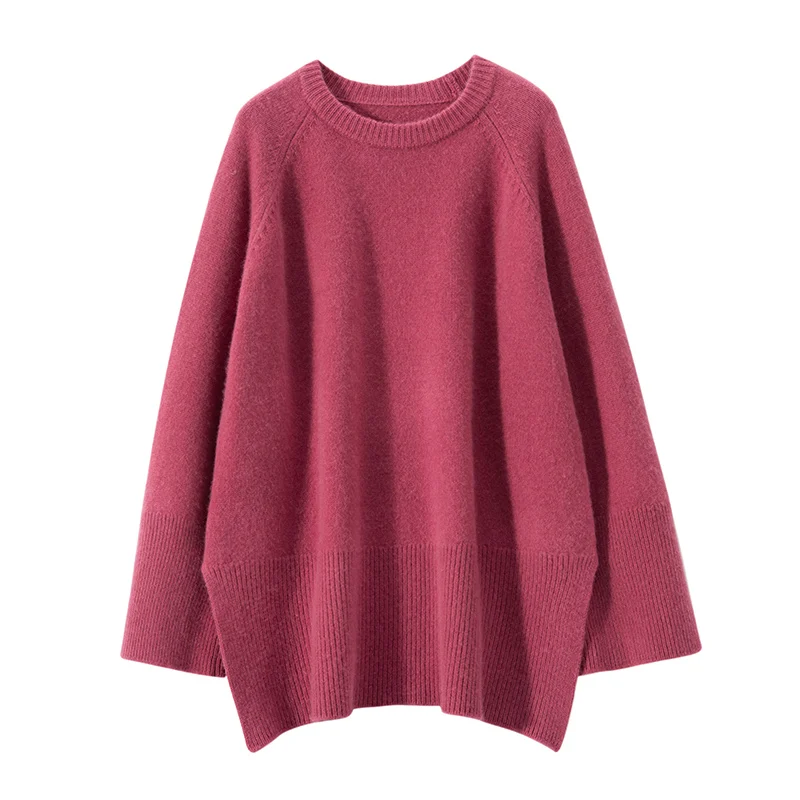 2023 Spring Autumn Winter 100% Cashmere Sweater Round Collar Knit Pullover Women\'s High Quality Female Loose Large Size Top