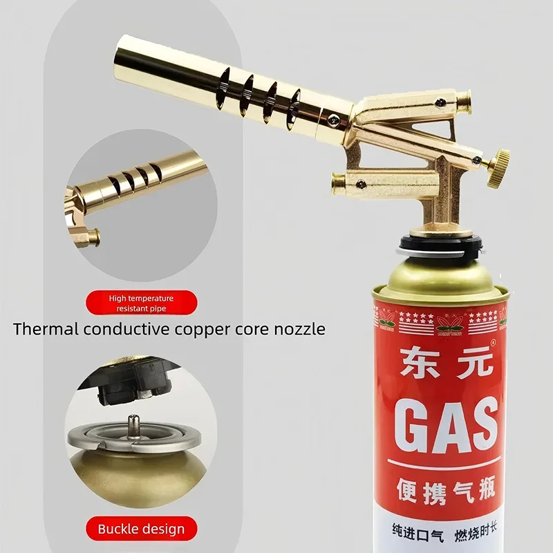 Copper Welding Gas Torch Nozzle Flame Gun for Outdoor Camping BBQ Flamethrower Kitchen Butane Lighter Burner Welding Equipment