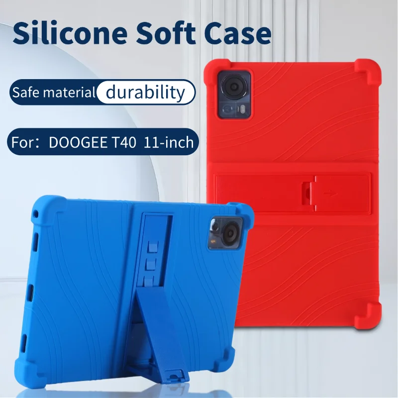 For DOOGEE T40 Tablet 11 Tablet Protective Cover Kid Friendly Soft Silicone Adjustable Stand Cover Shockproof