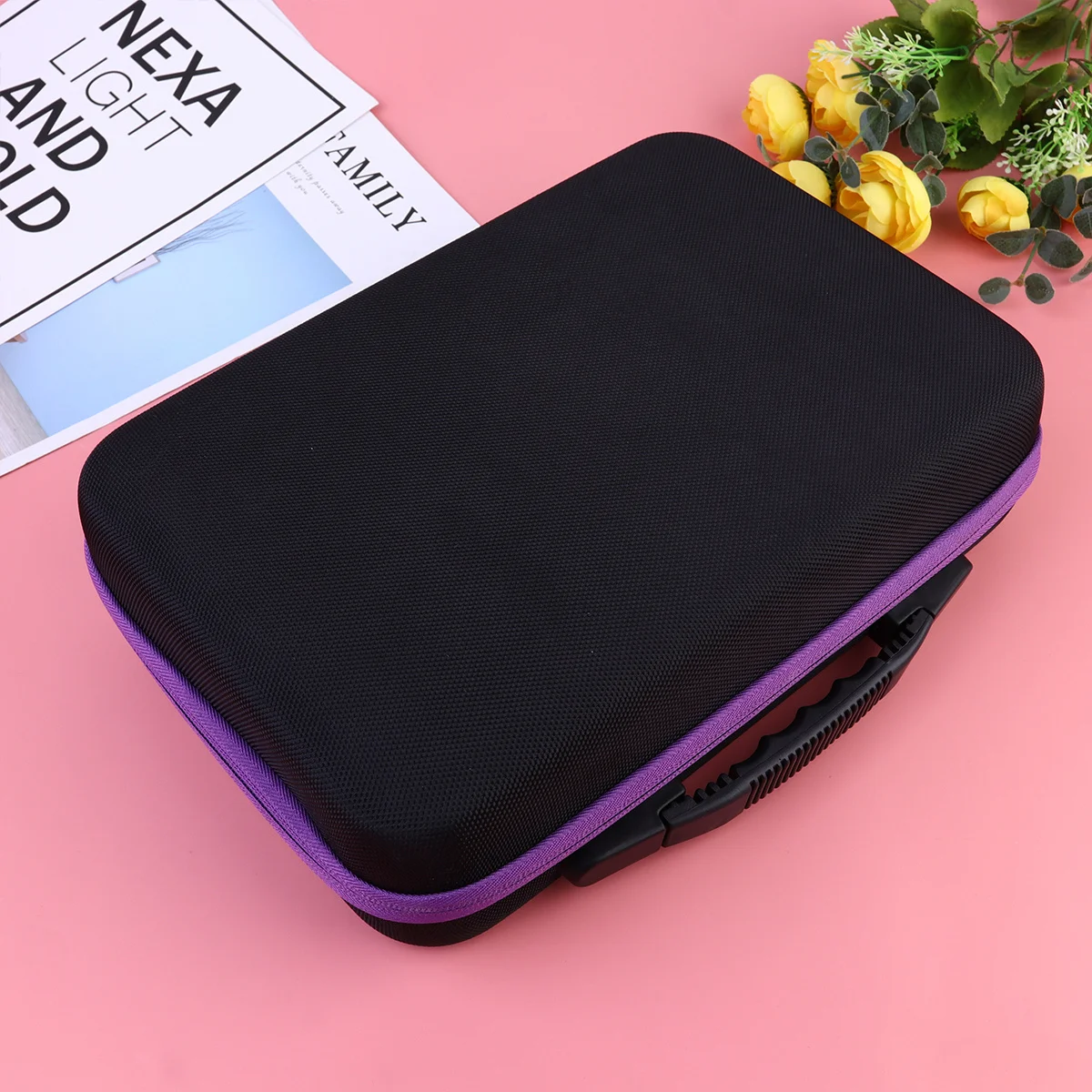 60 شبكة حقيبة تخزين الزيوت العطرية سعة 15 مل منظم محمول مقاوم للصدمات للسفر حامل فرشاة بطانة أرجوانية