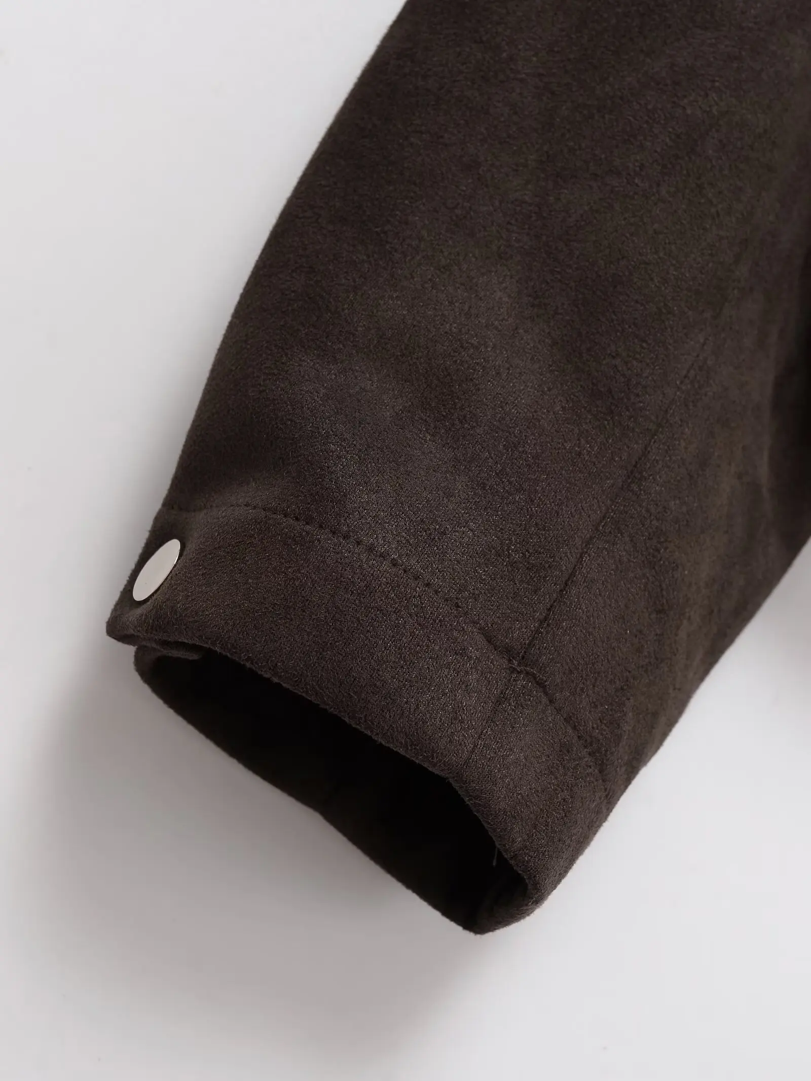 وصل حديثًا لخريف 2025 سترة نسائية غير رسمية كبيرة الحجم بأكمام طويلة ورقبة دائرية وتأثير من جلد الغزال #4